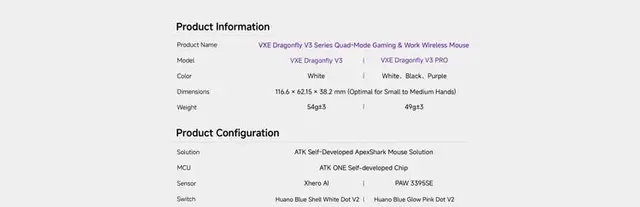 VXE Dragonfly V3 Series Mouse